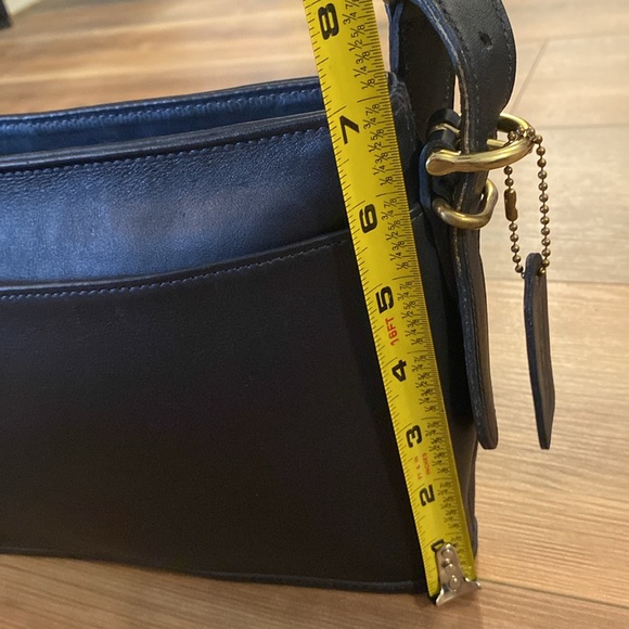 Y2K Vtg 90’s Coach Leather Navy Blue Equestrian Zip No 9802 Purse Shoulder Bag - Picture 15 of 16